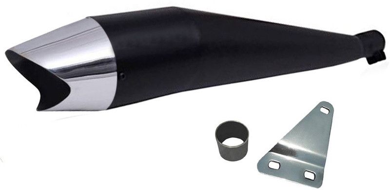 Dhe Best Shark Front Chrome Glasswool/Filter Exhaust Silencer Royal Enfield Electra Delux Royal Enfield Electra Delux Full Exhaust System  (Mild Steel)