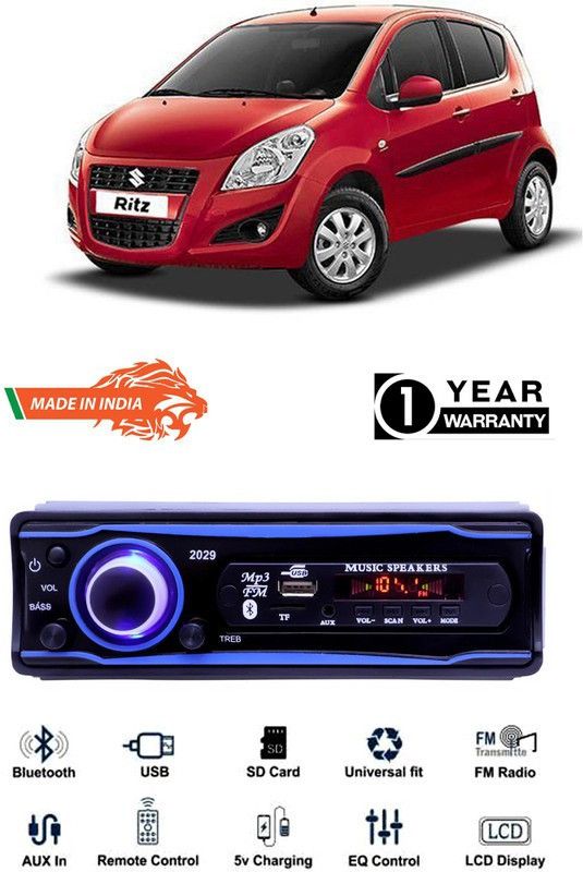 Genipap Blue 2029 USB/AUX/SD/BLUETOOTH/FM/MP3 BOOM MASTER STANDARD- GP328 Car Stereo  (Single Din)