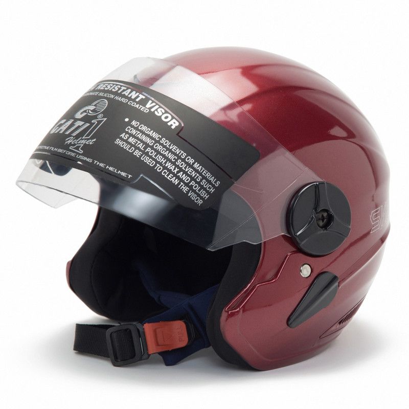 NOAX NoX Dark Red glossy sky Motorbike Helmet  (Red)