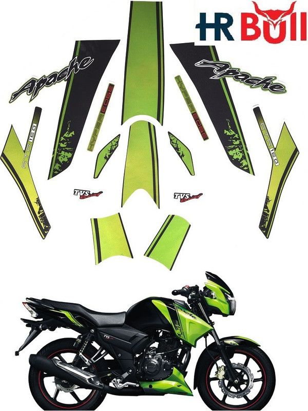 HRBull Sticker & Decal for Bike  (Multicolor, Green)