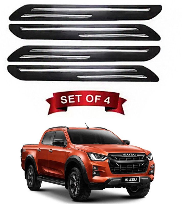 ANTHUB Rubber Car Bumper Guard  (Black, Silver, Pack of 4, Isuzu, Universal For Car)