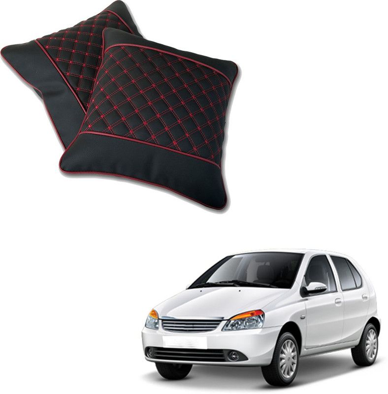 AutoFurnish Black, Red Leatherite Car Pillow Cushion for Tata  (Rectangular, Pack of 2)