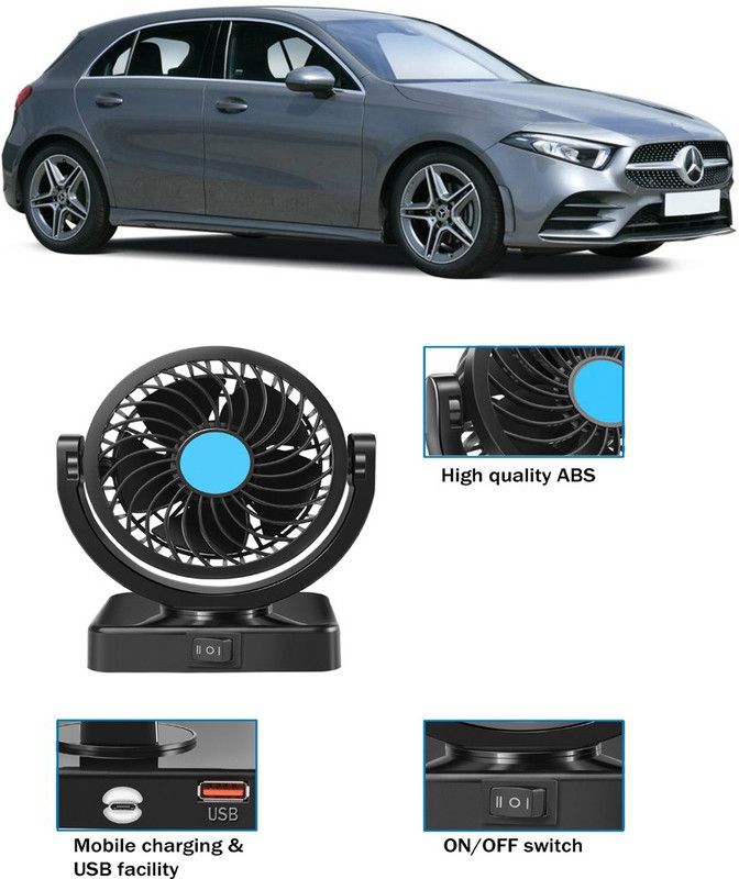 Amulite Car Fan With USB Charging 360 Degree Rotatable Fan-G-362 Car Interior Fan  (12 V)