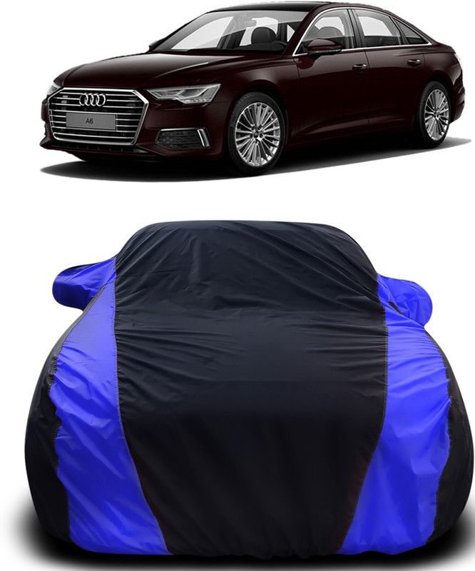Genipap Car Cover For Audi A6 (With Mirror Pockets)  (Black, Blue)