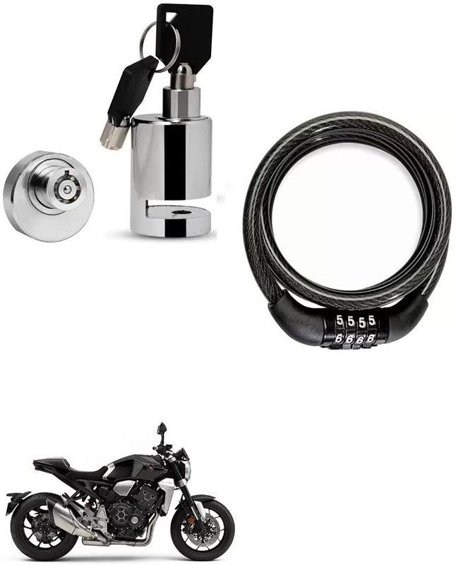 AS TRADERS Heavy Duty Disc Brake Lock with Heavy Number Lock for Honda CB1000R Plus Disc Lock, Cable Lock  (Black, Silver)