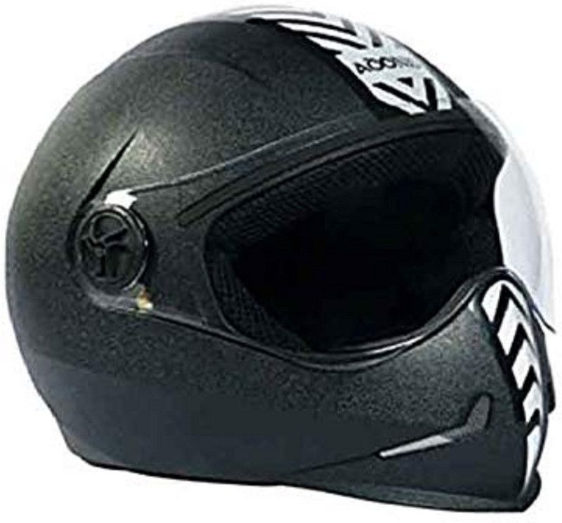 Steelbird Adonis Dashing Full face Helmet with Silver Sticker (Black, 600 mm) Motorbike Helmet  (Black)