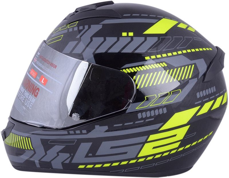 LS2 Tron Black Yellow With Mercury Visor Motorbike Helmet  (ATMOS BLACK YELLOW MATT)