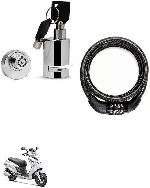 AS TRADERS Heavy Duty Disc Brake Lock with Heavy Number Lock for Hero Maestro Edge Disc Lock, Cable Lock  (Black, Silver)