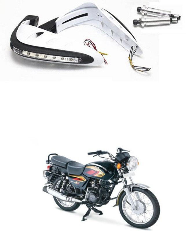 PRTEK Motorcycle Universal Bike Hand Guards with DRL Running Light 876 Bike Crash Guard  (TVS)