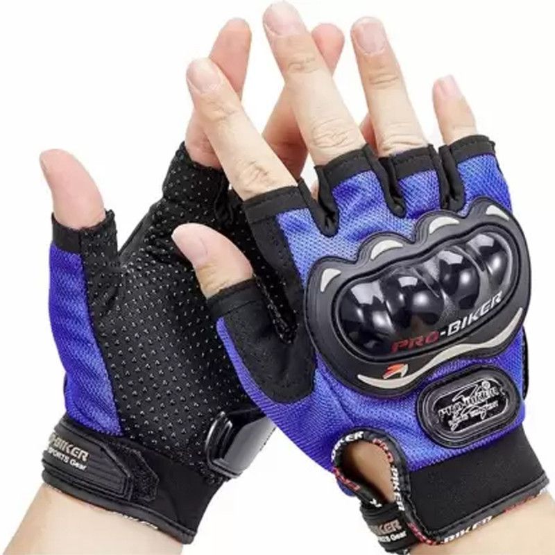 Probiker BREATHABLE RIDING HALF FINGER GLOVE FOR RIDERS/PLAYERS/BIKERS-0969 Riding Gloves  (Blue)