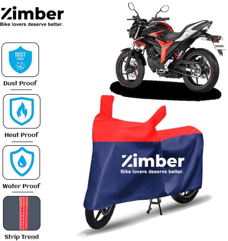 ZIMBER Two Wheeler Cover for Suzuki  (Gixxer, Red, Blue)