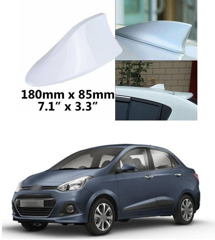 PECUNIA Universal Car Shark Fin Style Roof Mount FM/AM Radio Antenna Aerial Waterproof Signal Decorative White a99 Universal Black Car Roof Radio AM/FM Signal Shark Fin Style Aerial Antenna Cover A99 Satellite Vehicle Antenna