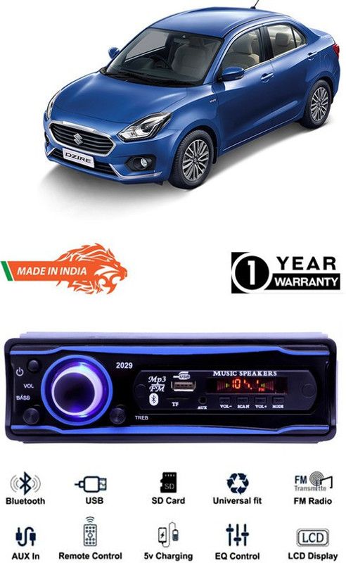 Purpleheart Blue 2029 USB/AUX/SD/BLUETOOTH/FM/MP3 BOOM MASTER STANDARD-PP341 Car Stereo  (Single Din)
