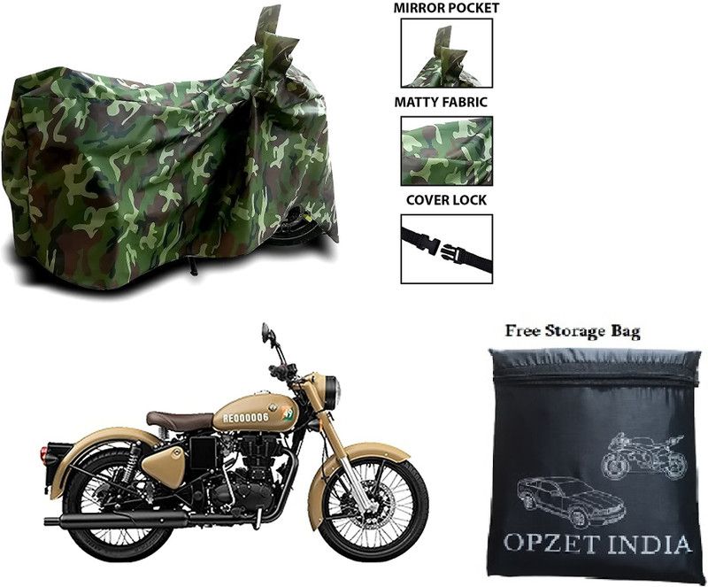 OPZET INDIA Waterproof Two Wheeler Cover for Royal Enfield  (Classic 500, Green)