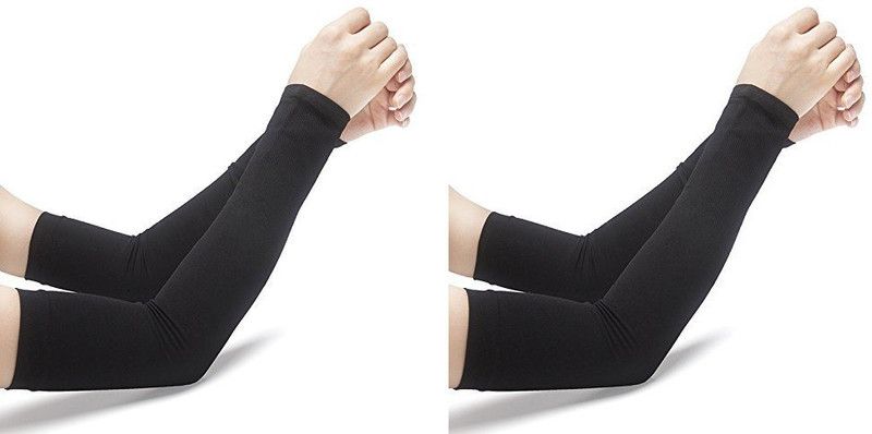 FRANKLY YOURS Cotton Arm Sleeve For Men & Women  (Free, Black)