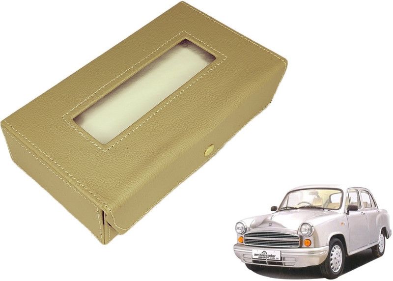 MOCKHE Basic-Beige Tissue Box Leatherette-261 Vehicle Tissue Dispenser  (Beige)