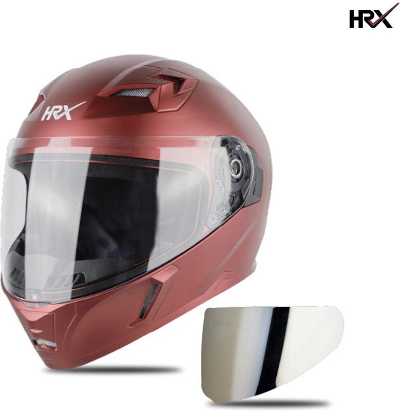 HRX COMBAT Full Face Clear Visor + Silver Visor Air ventilated ISI Marked Motorbike Helmet  (MAT MAROON)