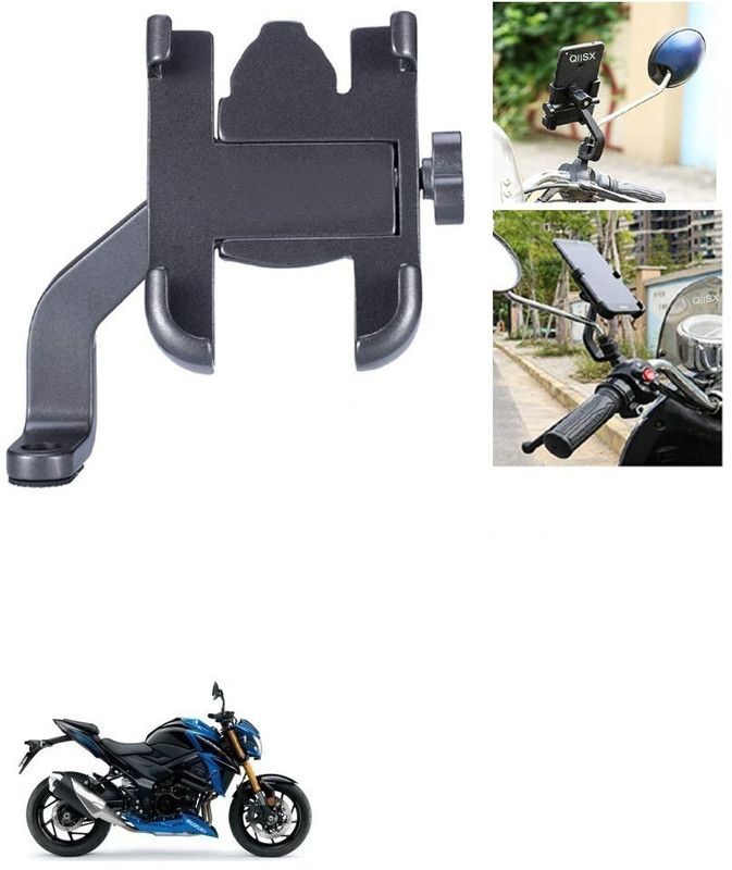 Qiisx Mirror Fitting Metal Mobile Holder For Suzuki GSX-S750 Bike Mobile Holder  (Black)