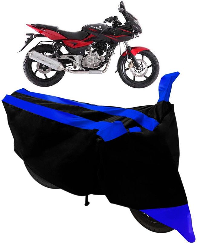 Purpleheart Two Wheeler Cover for Bajaj  (Pulsar 200 NS DTS-i, Black, Blue)