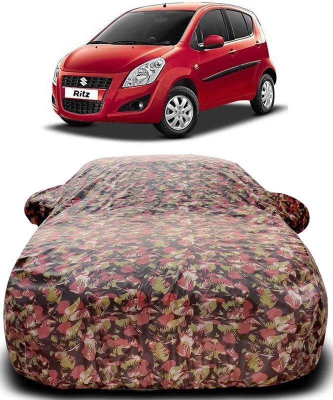 Genipap Car Cover For Maruti Suzuki Ritz (With Mirror Pockets)  (Green, Red)