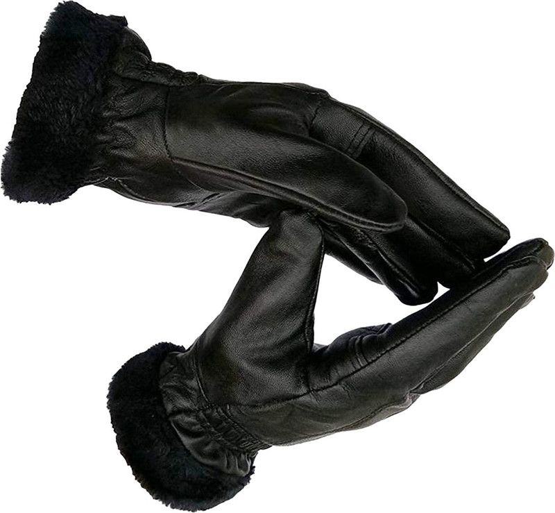 SIYAA Free Size Winter Gloves Fur Inside For Girls And Women Black Pack Of 1 pcs Riding Gloves  (Black)