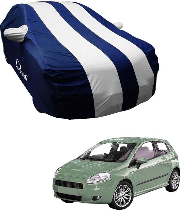 AutoFurnish Car Cover For Fiat Punto (With Mirror Pockets)  (Blue, Silver)