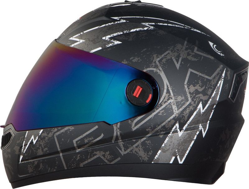 Steelbird R2K LIVE Motorbike Helmet  (Matt Black Grey with Chrome Rainbow Visor)