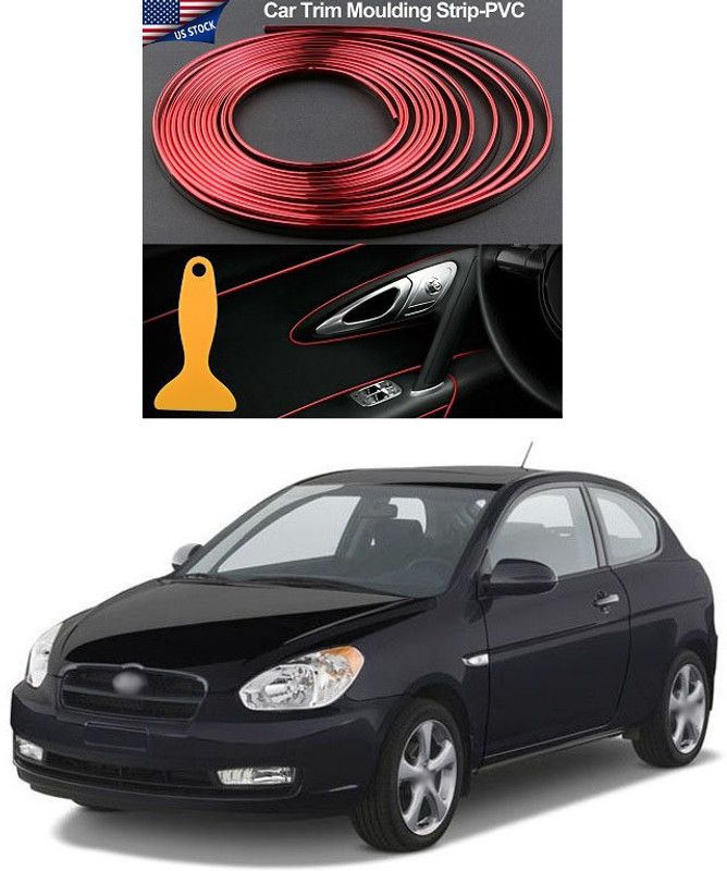 XZRTZ New 5M Red Moulding Trim Strip Car Door Edge Scratch Guard Protector Cover Strip Roll A12 Car Beading Roll For Grill and Garnish Cover  (5 m)