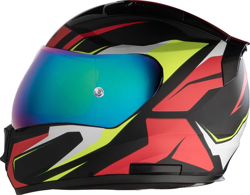 Steelbird SA-1 Aviate Full Face Helmet in Matt Finish with Anti-Fog Shield Motorbike Helmet  (Matt Black/Red with Chrome Rainbow Visor)