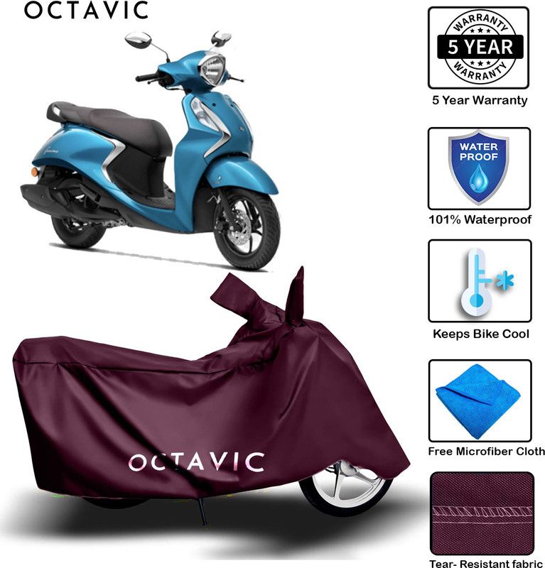octavic Waterproof Two Wheeler Cover for Yamaha  (Fascino, Maroon)