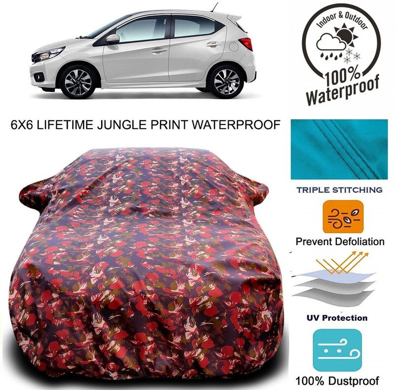 Dvis Car Cover For Honda Brio (With Mirror Pockets)  (Red, Green)