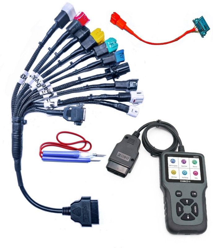 DANLITE TOOLS AND TECHNICIAN All Code Scanner Launch CR3001 Universal All in One 11 Cord All BS6 Bike Cable OBD Reader