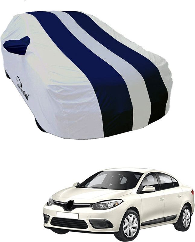 AutoFurnish Car Cover For Renault Fluence (With Mirror Pockets)  (White, Blue)