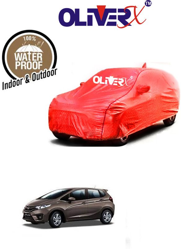 OliverX Car Cover For Honda Jazz 1.5 E i DTEC (With Mirror Pockets)  (Red)