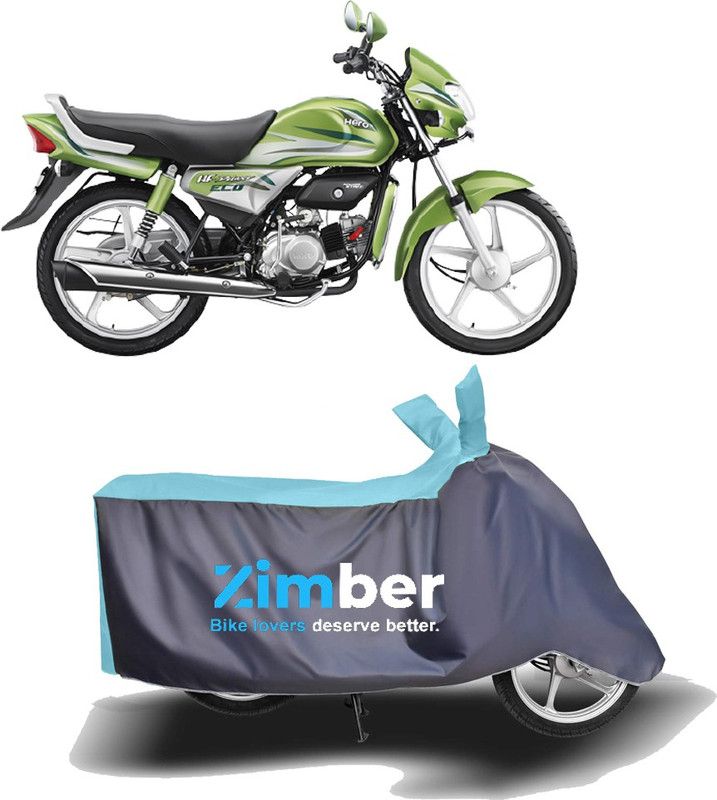 ZIMBER Two Wheeler Cover for Hero  (HF Deluxe Eco, Blue, Grey)