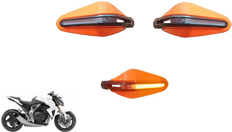 AutoVHPR Hond CBTHOUR Orange Stylish HandGuard with LED2 Handlebar Hand Guard  (Honda)