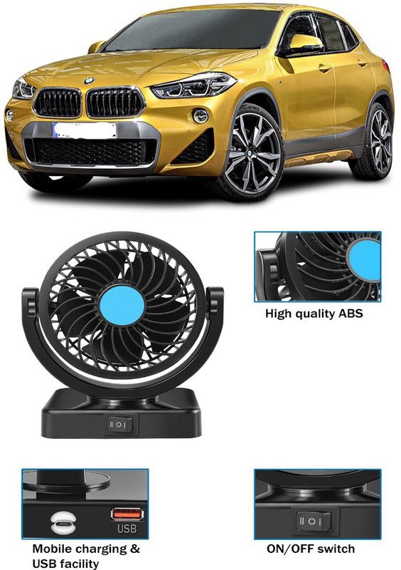 Amulite Car Fan With USB Charging 360 Degree Rotatable Fan-G-069 Car Interior Fan  (12 V)