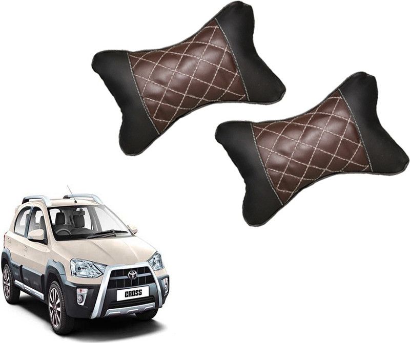 E Tac Black, Brown Leatherite Car Pillow Cushion for Toyota  (Rectangular, Pack of 2)