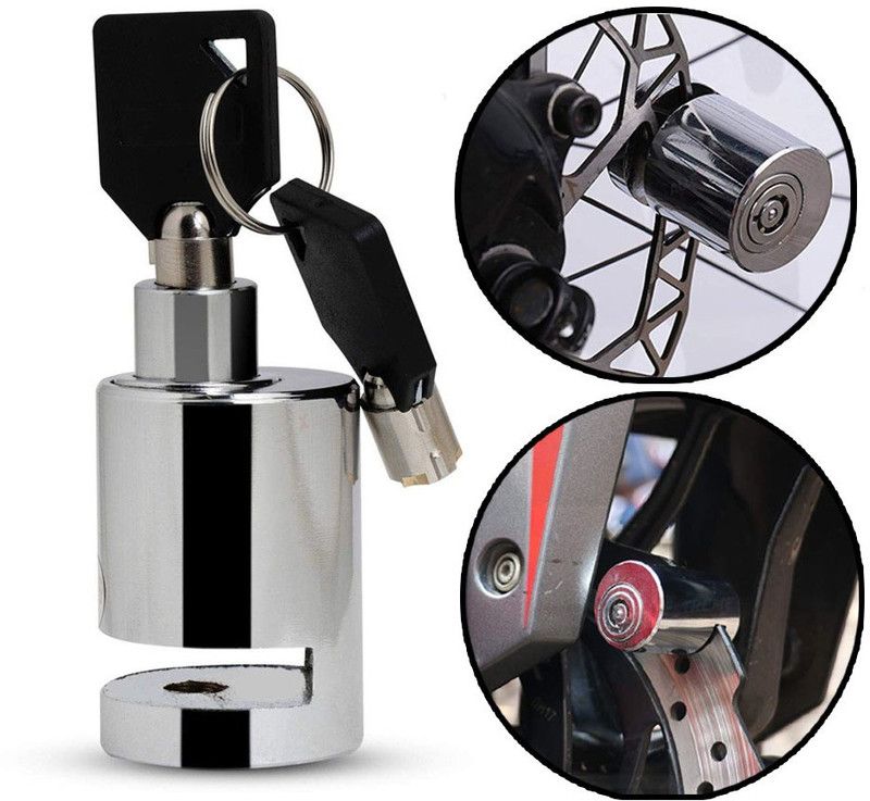 AXWee Heavy Disk-Lock-Round-Chrome-Bike 918 Disc Lock  (Silver, Steel)