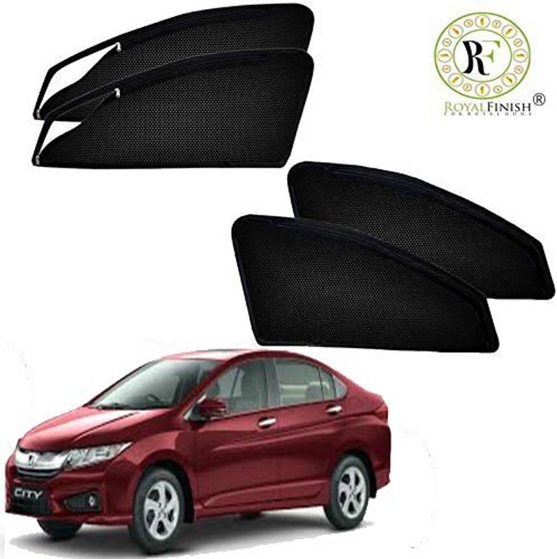 ROYAL FINISH Rear Window, Side Window Sun Shade For Honda City  (Black)