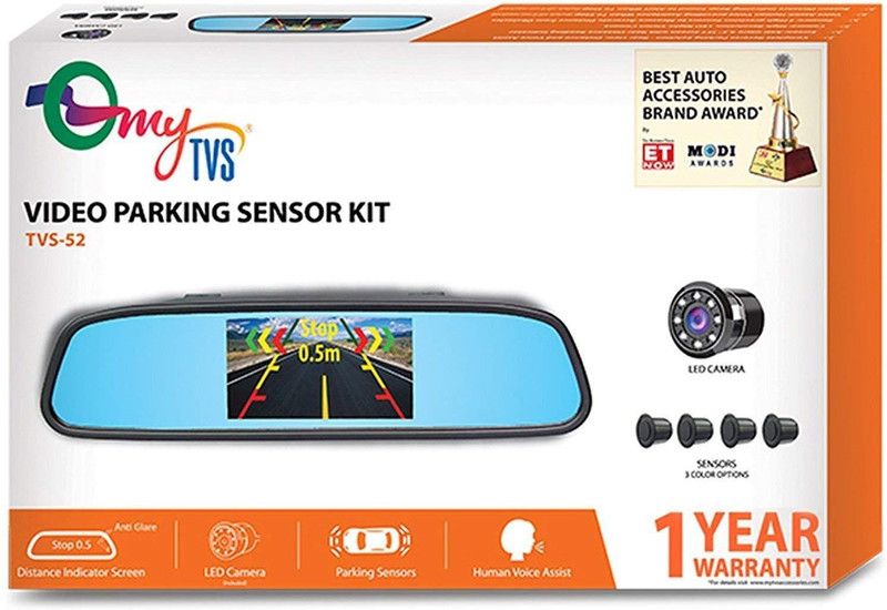 MYTVS Video Reverse Parking Screen,Black Sensor and Camera with Distance Reading Voice Vehicle Camera System