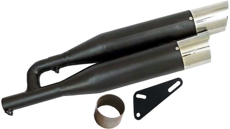Supremechoice Dual / Double Glasswool Exhaust silencer Royal Enfield 350 Twin Spark Full Exhaust System  (Mild Steel)