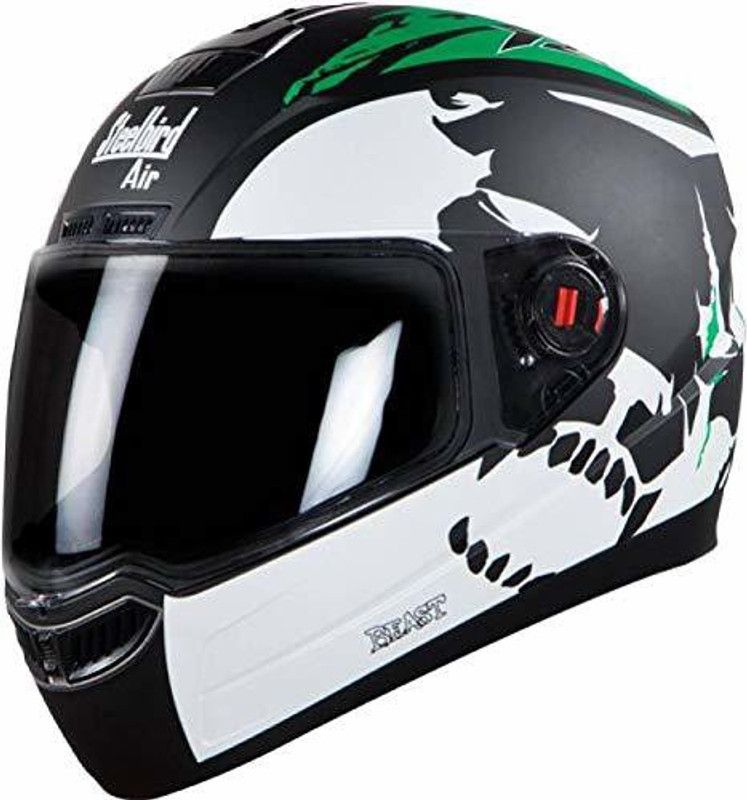 Steelbird SBA-1 Beast Motorbike Helmet  (Green, White, Black)