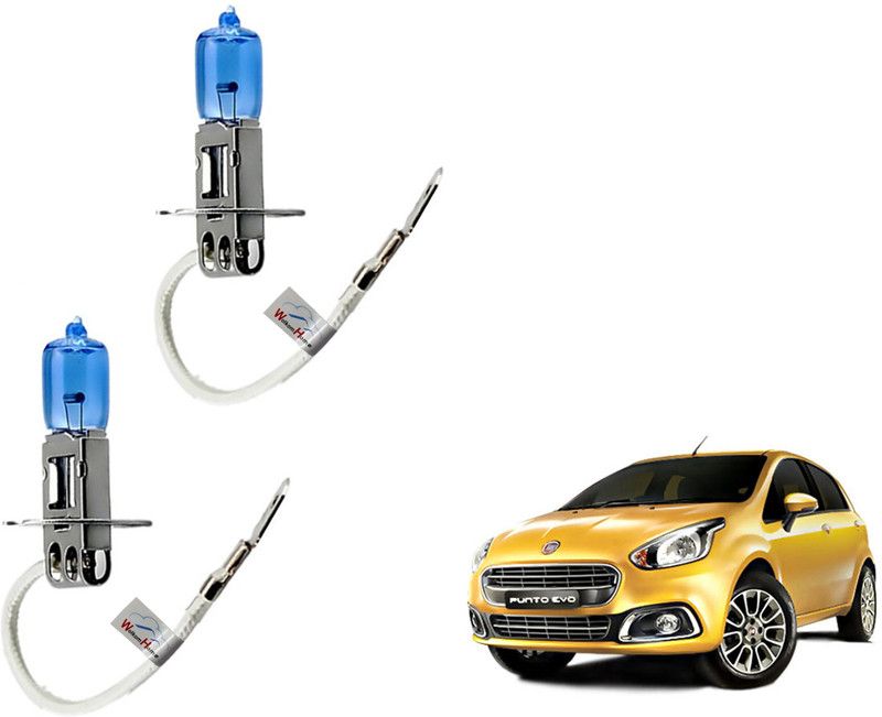 WolkomHome Car H3 halogen headlight Fog lamp bulb 12V - 100W 5000K Cool Blue Ultimate White for Fiat Punto Evo Headlight Car Halogen for Fiat (12 V, 100 W)  (Punto Evo, Pack of 2)