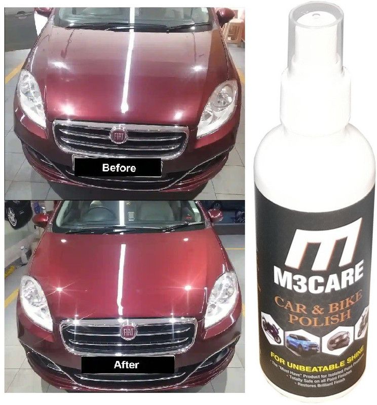 M3CARE Liquid Car Polish for Dashboard, Headlight, Exterior, Windscreen, Metal Parts, Leather, Chrome Accent, Bumper  (200 ml, Pack of 1)