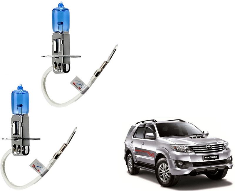 WolkomHome Car H3 halogen headlight Fog lamp bulb 12V - 100W 5000K Cool Blue Ultimate White for Toyota Fortuner New Headlight Car Halogen for Toyota (12 V, 100 W)  (Fortuner, Pack of 2)