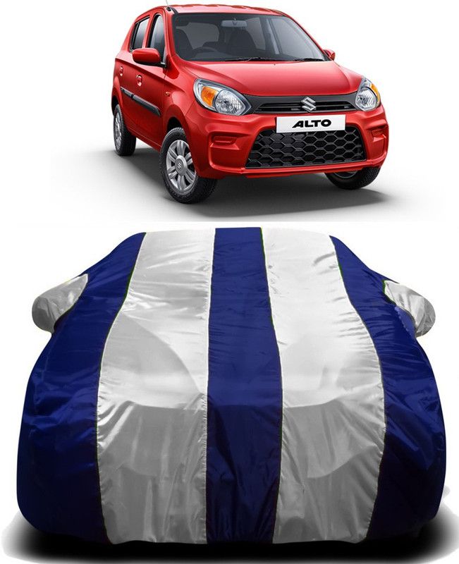Genipap Car Cover For Maruti Suzuki Alto 800 (With Mirror Pockets)  (White, Blue)