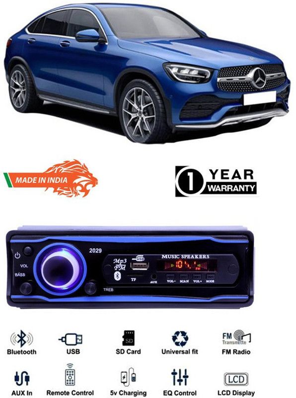 Genipap Blue 2029 USB/AUX/SD/BLUETOOTH/FM/MP3 BOOM MASTER STANDARD- GP393 Car Stereo  (Single Din)