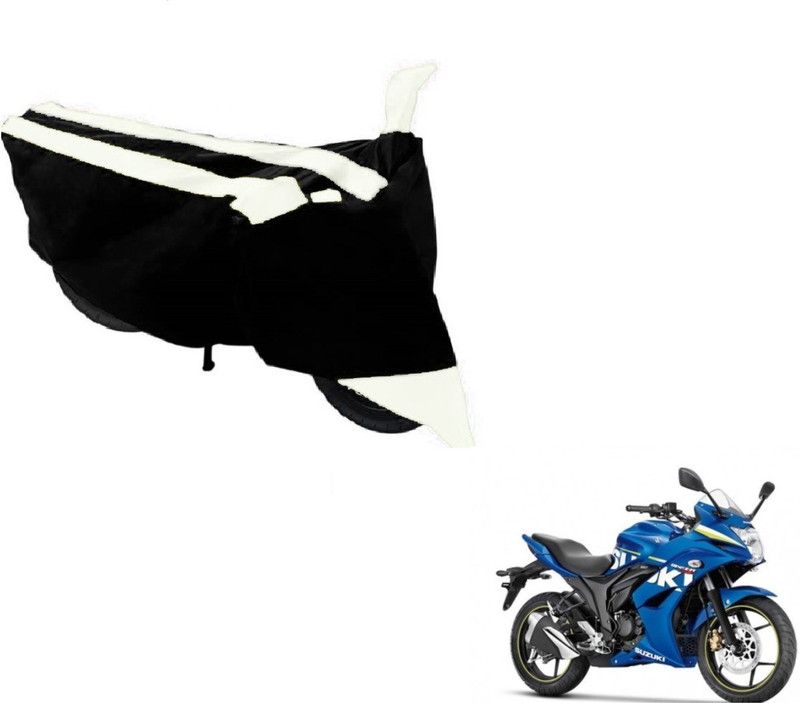 MOCKHE Two Wheeler Cover for Suzuki  (Gixxer SF, Black, White)