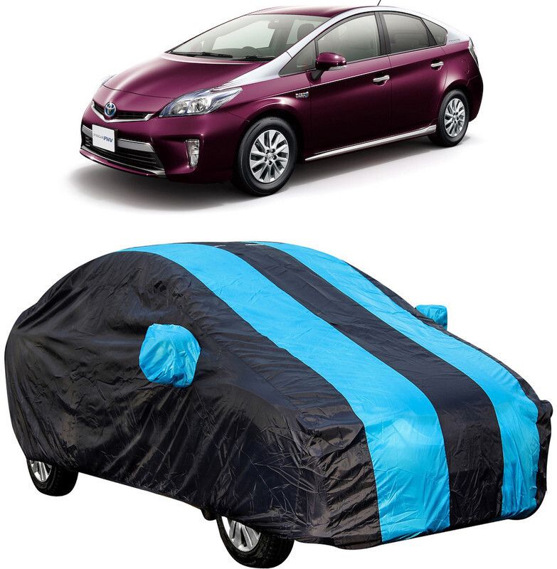 AutoTiger Car Cover For Toyota Prius Facelift (With Mirror Pockets)  (Black, Blue)